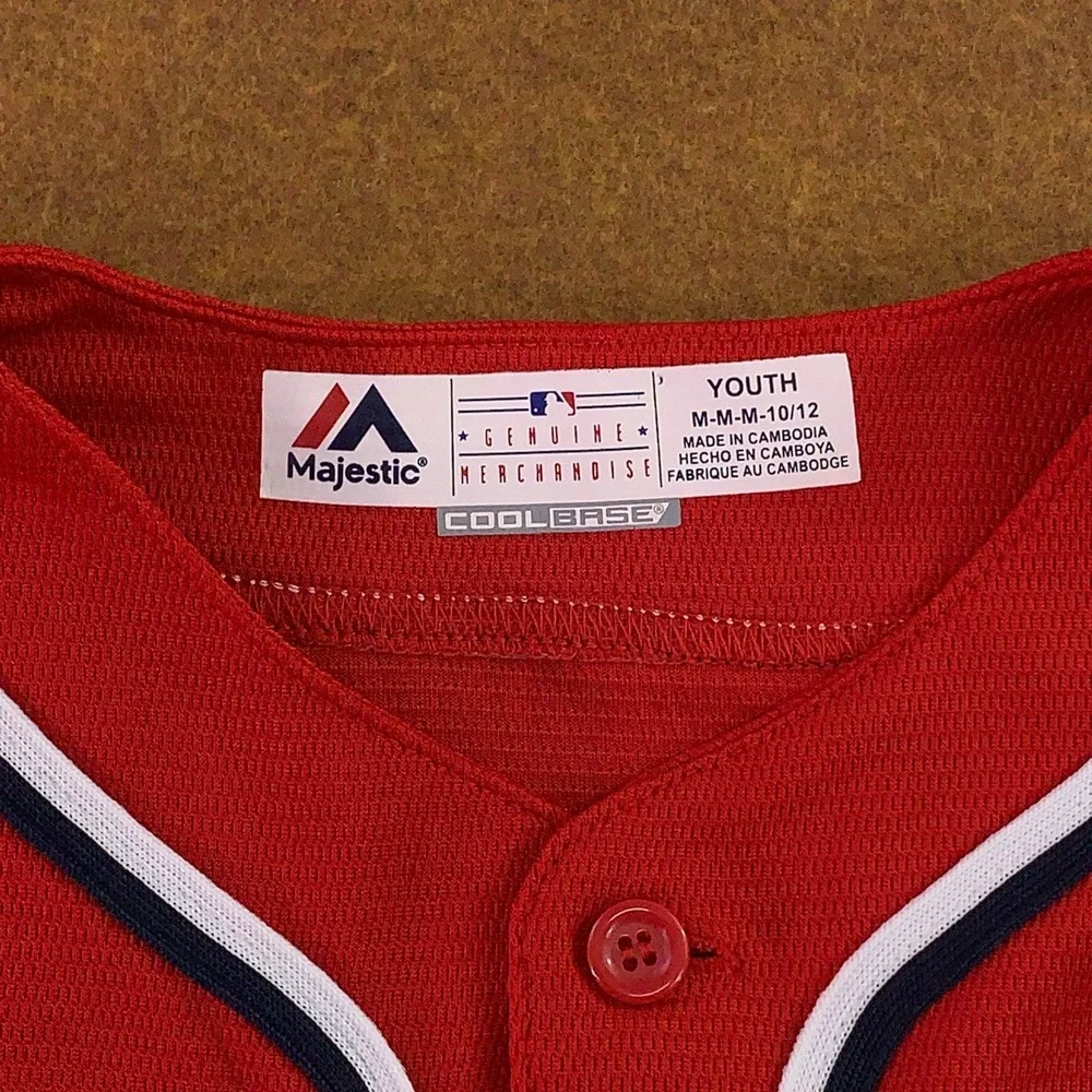 Majestic Boys Medium 10/12 Red Washington Nationals Bryce Harper #34 MLB Jersey